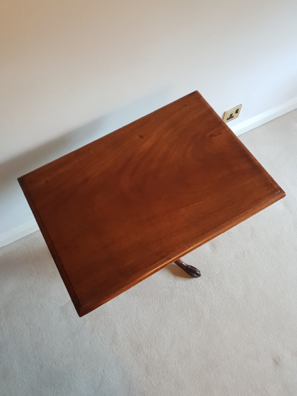 Victorian Mahogany Rectangular Tilt Top Table. View IX