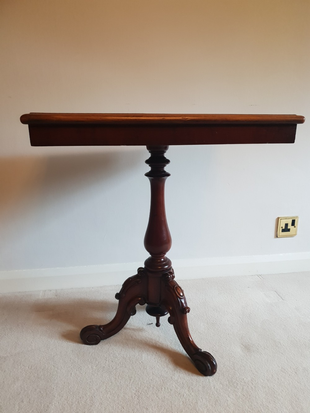 Victorian Mahogany Rectangular Tilt Top Table. View X
