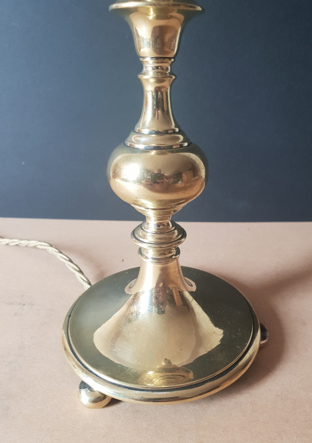 Cast Brass Table Lamp, Rewired and PAT tested  View X