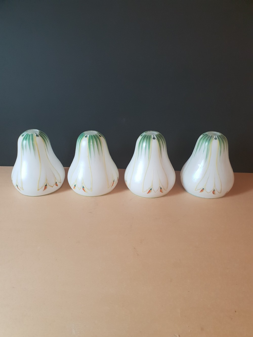 Set of 4 Art Nouveau Ceramic Pearlised Lamp Shades View IV