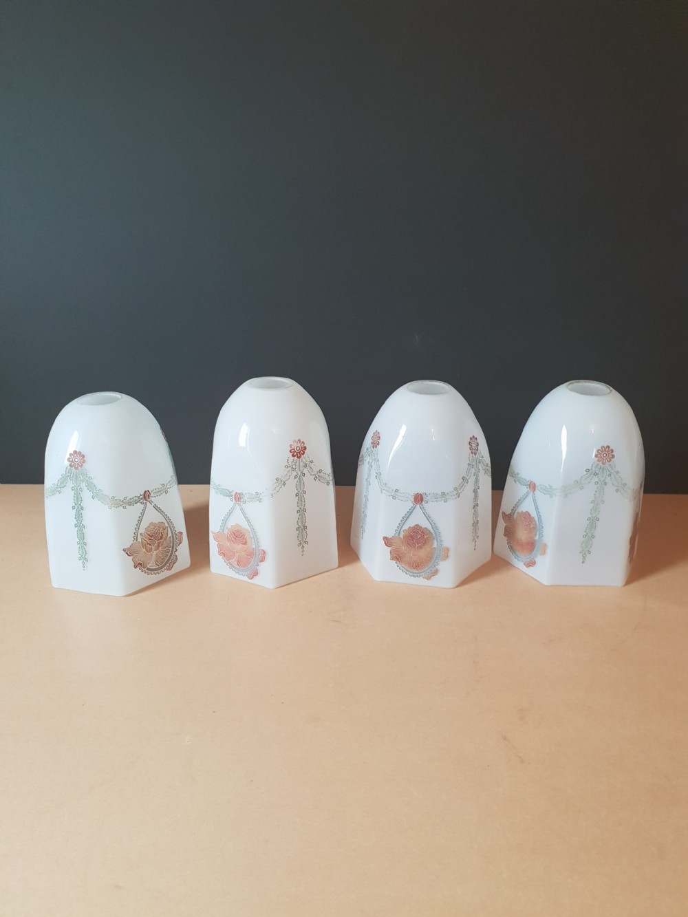 Set of 4 Edwardian Ceramic Lamp Shades View III