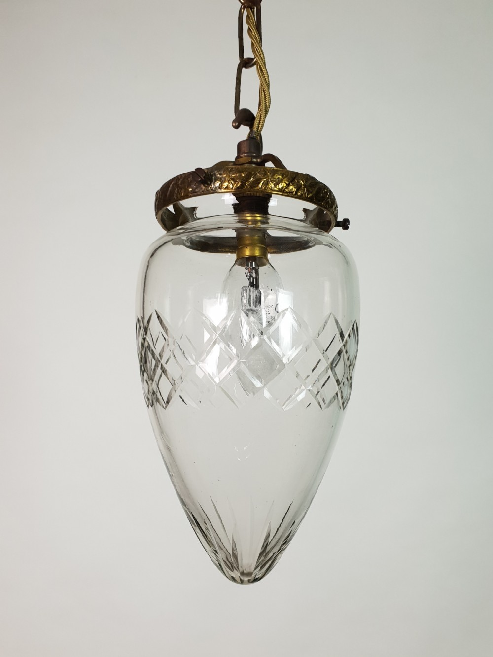 French Cut Glass Pineapple Ceiling Light, Rewired  