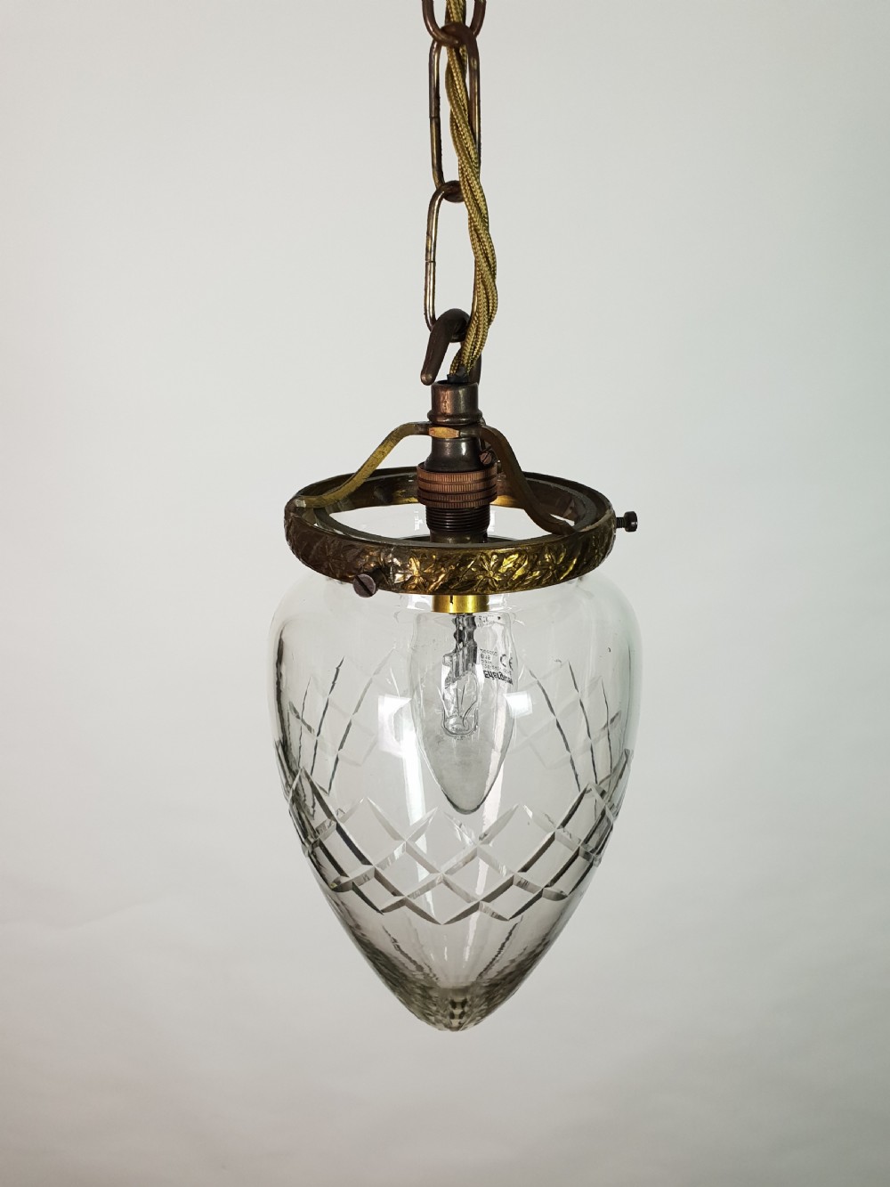 French Cut Glass Pineapple Ceiling Light, Rewired   View VII