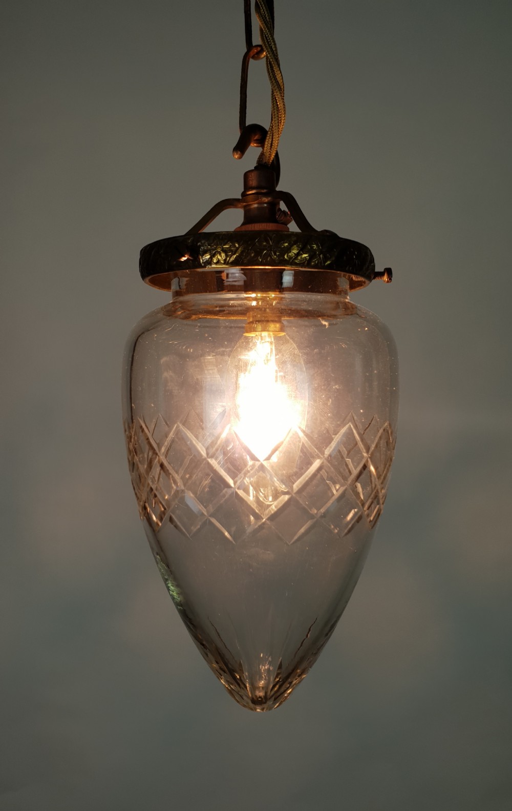 French Cut Glass Pineapple Ceiling Light, Rewired   View VIII