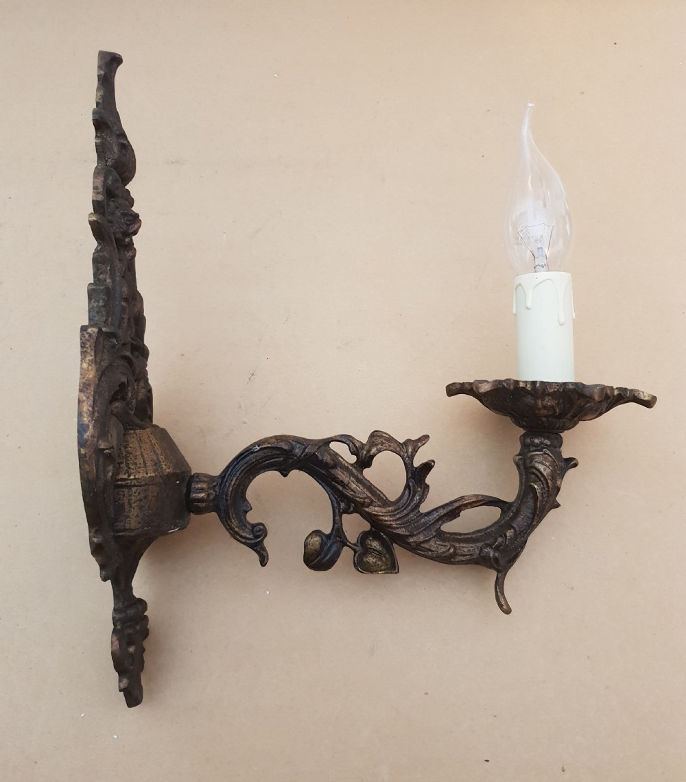Pair of French Bronzed Brass Wall Lights,  Rewired View III