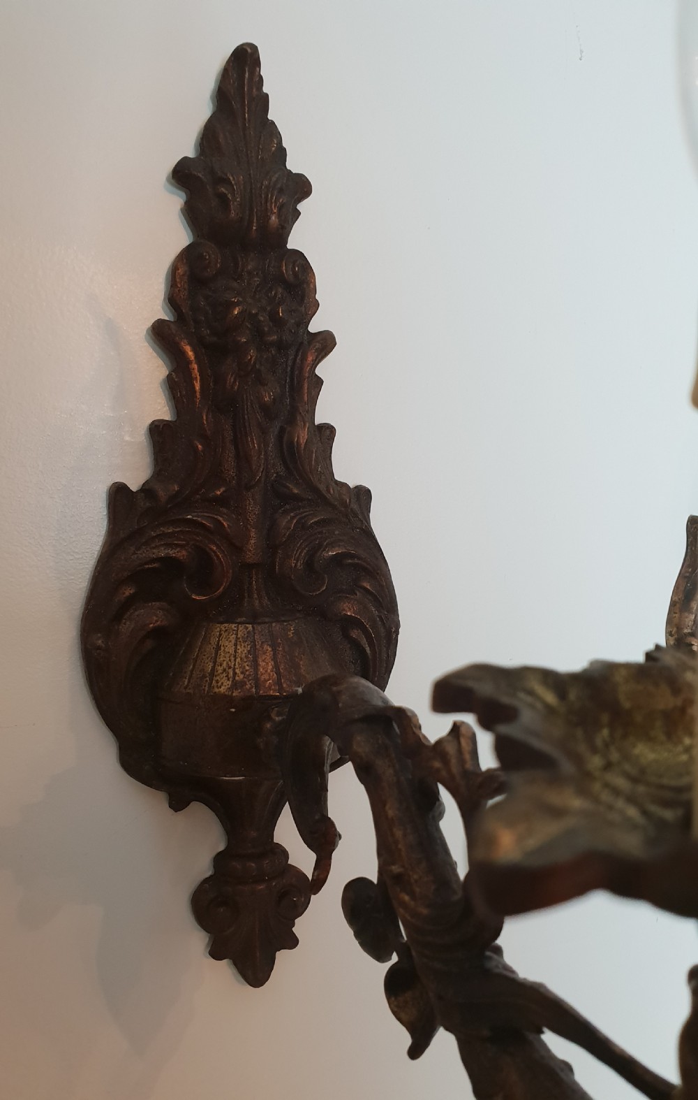 Pair of French Bronzed Brass Wall Lights,  Rewired View VI