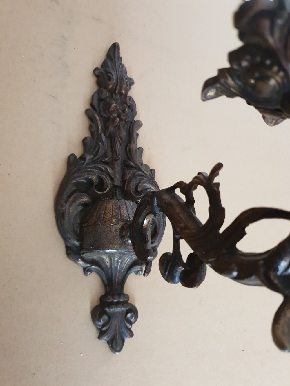 Pair of French Bronzed Brass Wall Lights,  Rewired View VIII