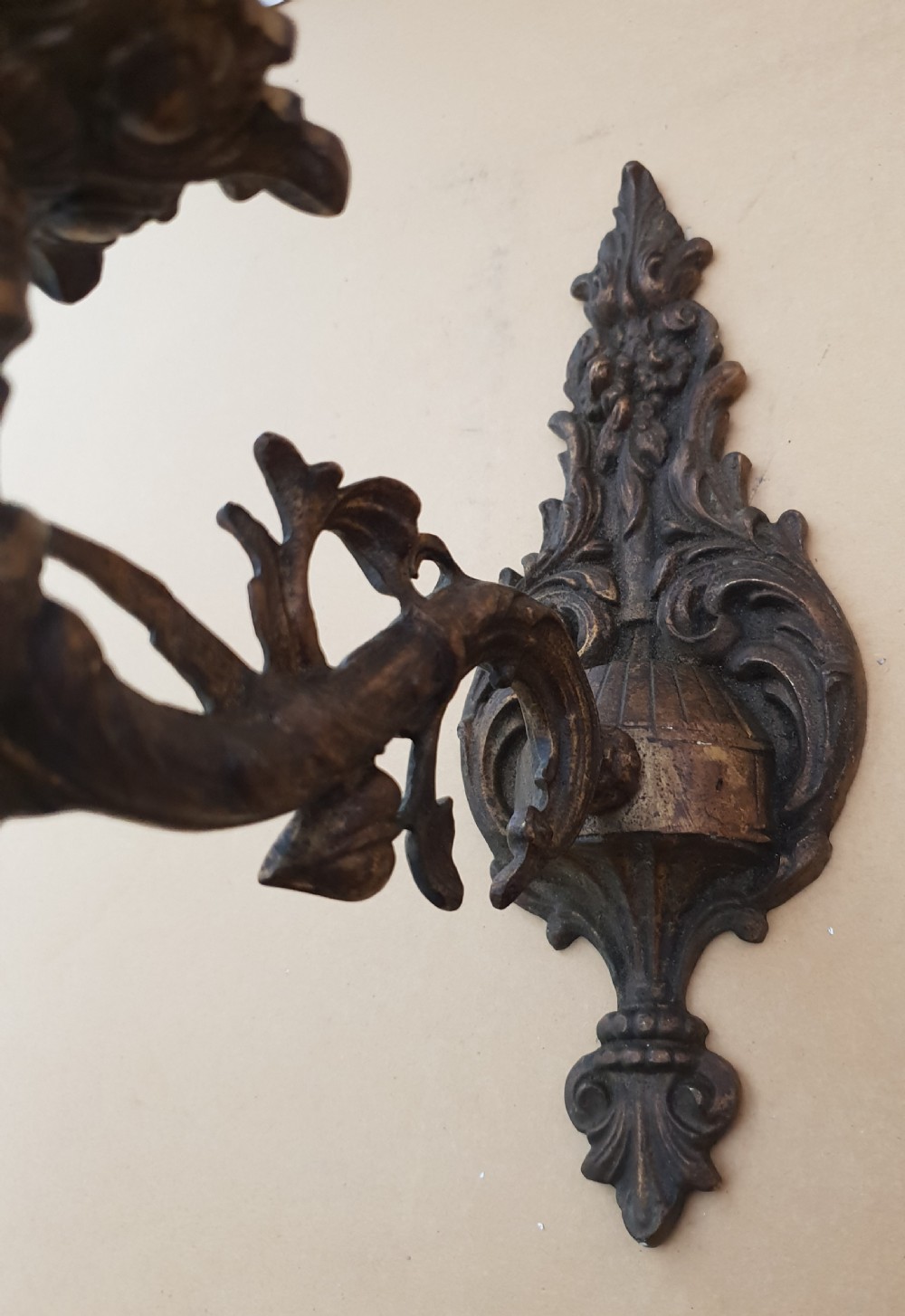 Pair of French Bronzed Brass Wall Lights,  Rewired View XI