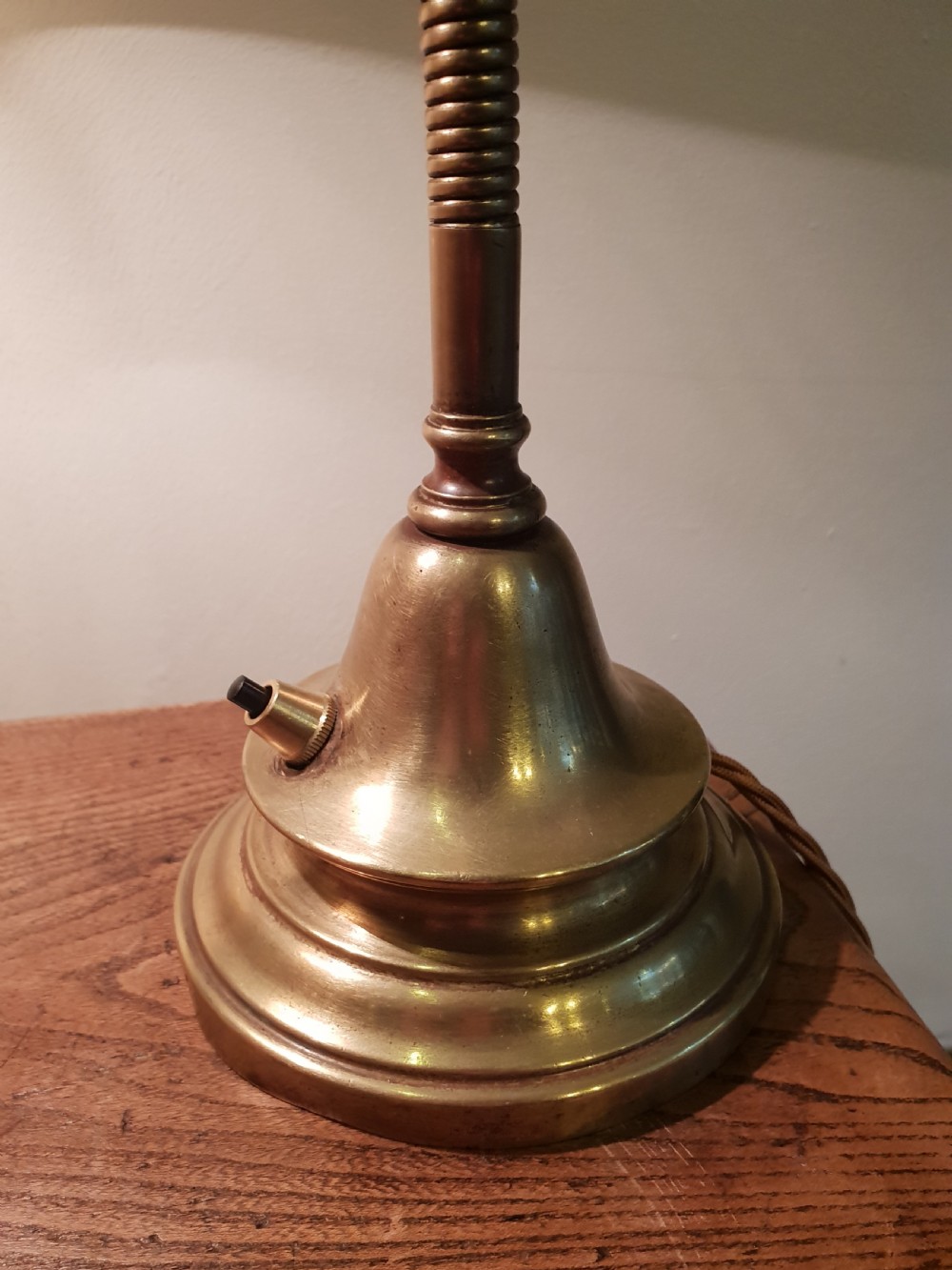 Adjustable Bendy Brass Desk Lamp, Rewired and PAT tested  View III