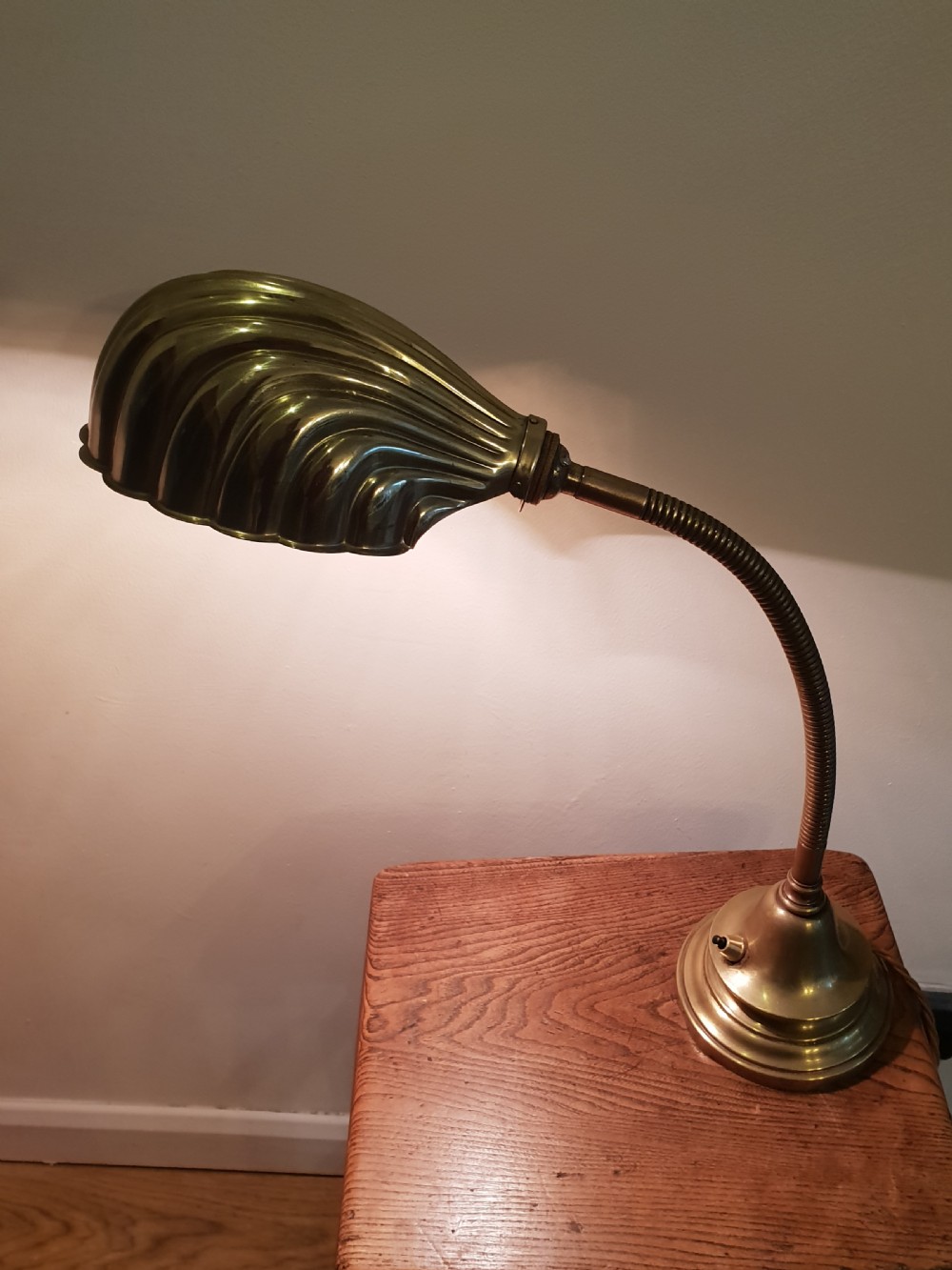 Adjustable Bendy Brass Desk Lamp, Rewired and PAT tested  View IV