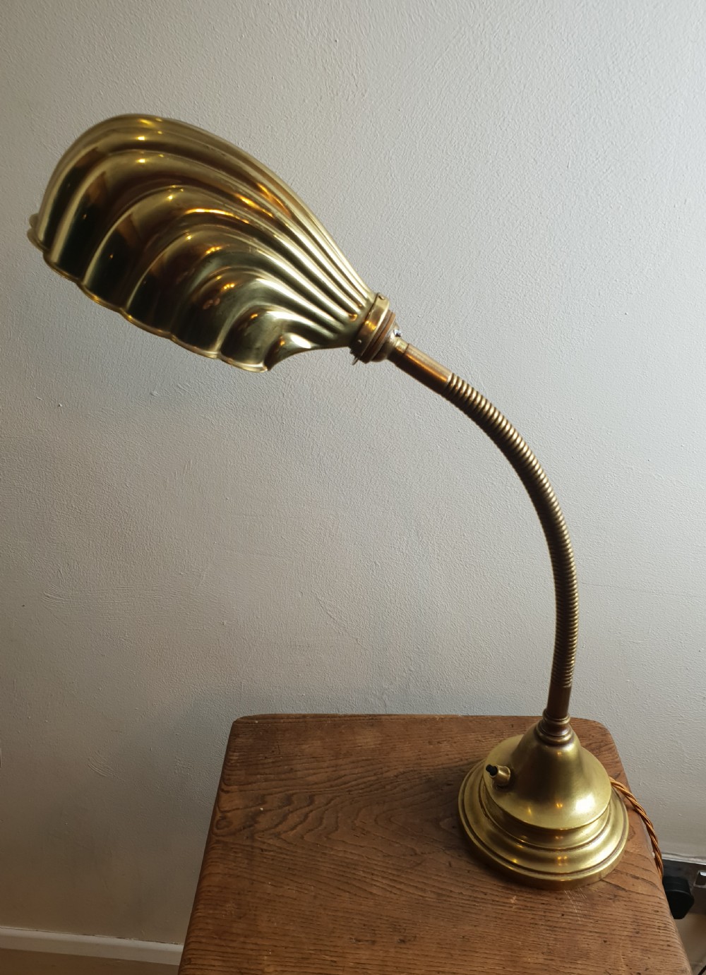 Adjustable Bendy Brass Desk Lamp, Rewired and PAT tested  View VII