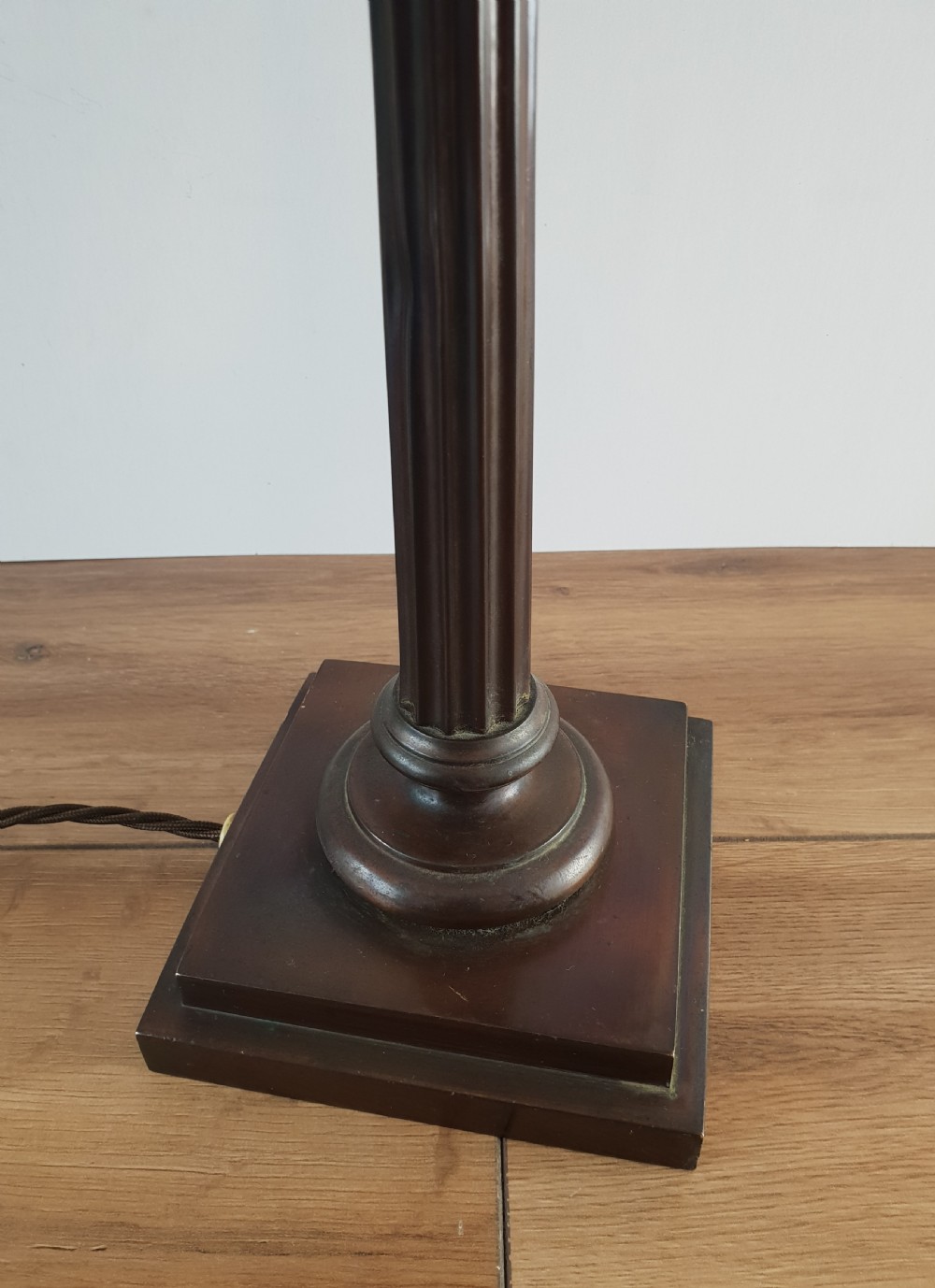 Bronzed Brass Corinthian Column Table Lamp, Rewired and PAT tested  View II