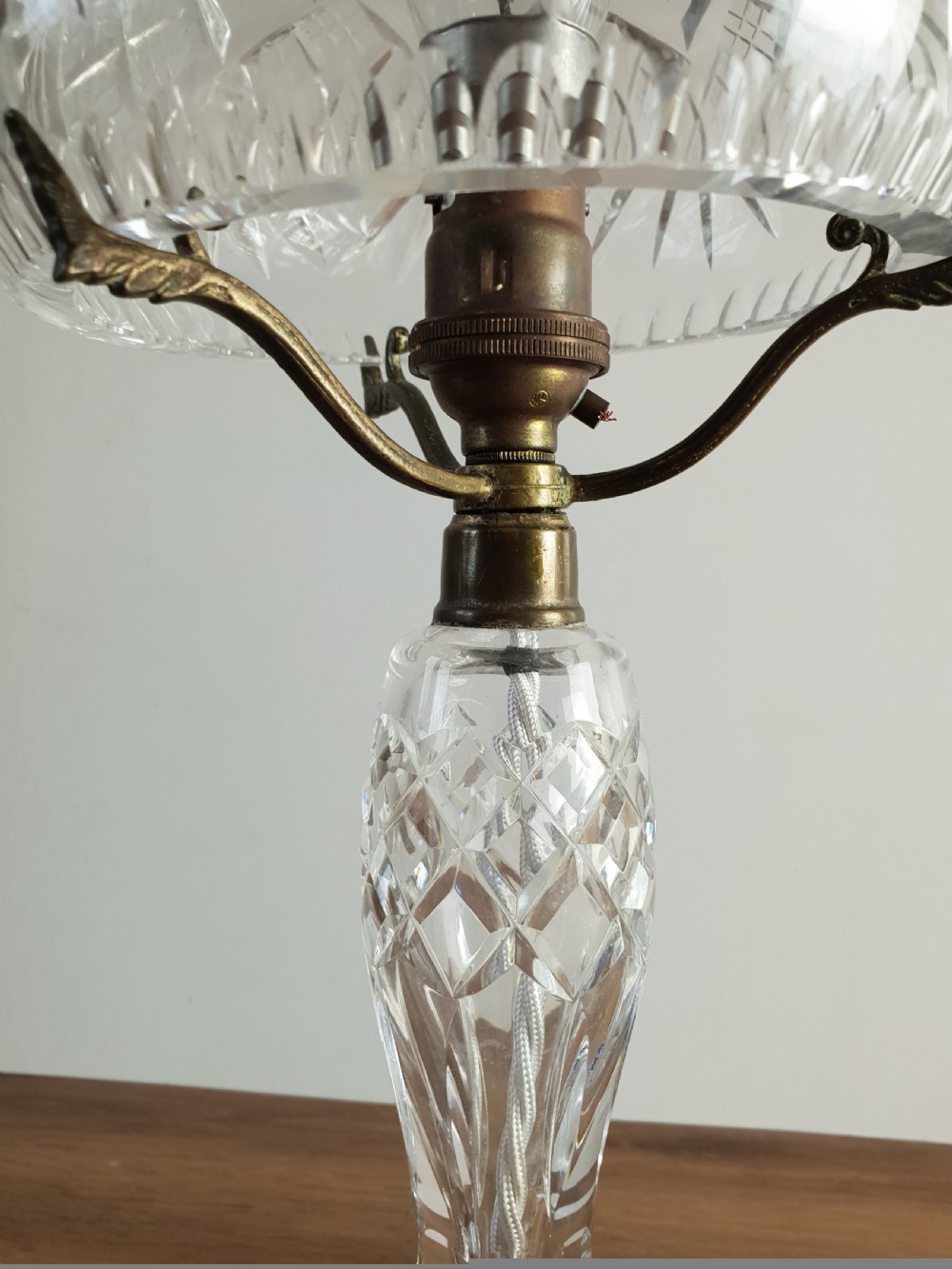 c1920 Crystal Mushroom Table Lamp, Rewired and PAT tested  View VI