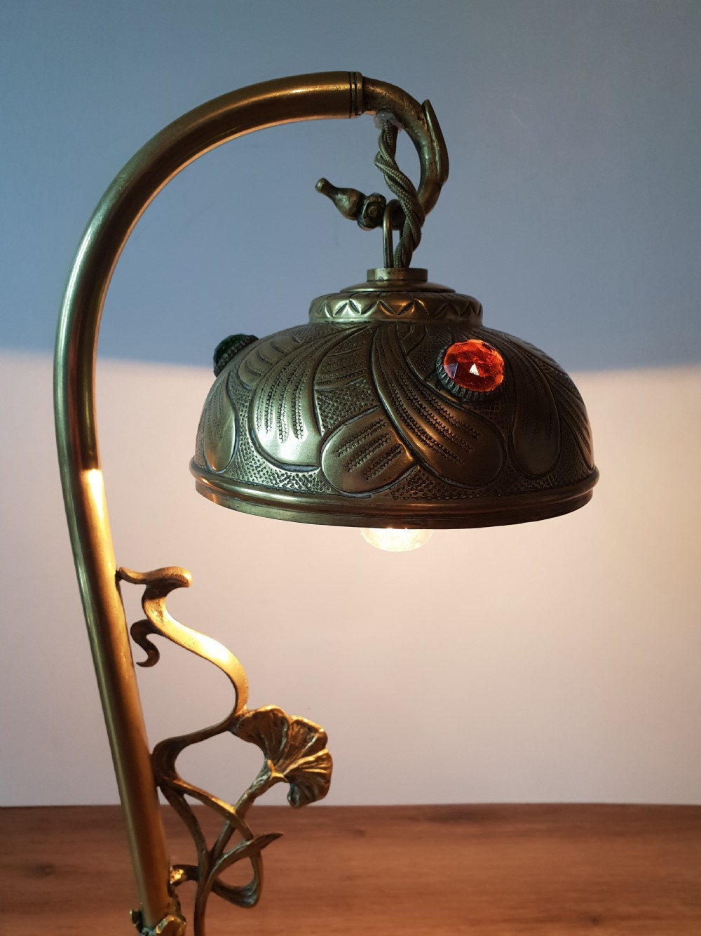 French Jewel Table Desk Lamp, Rewired and PAT tested  View V