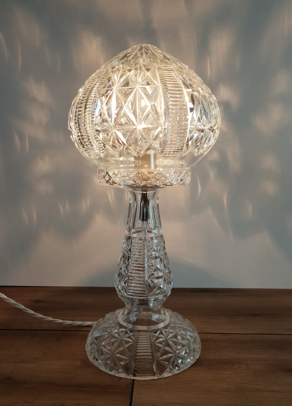 Crystal Mushroom Table Lamp, Rewired and PAT tested  View II