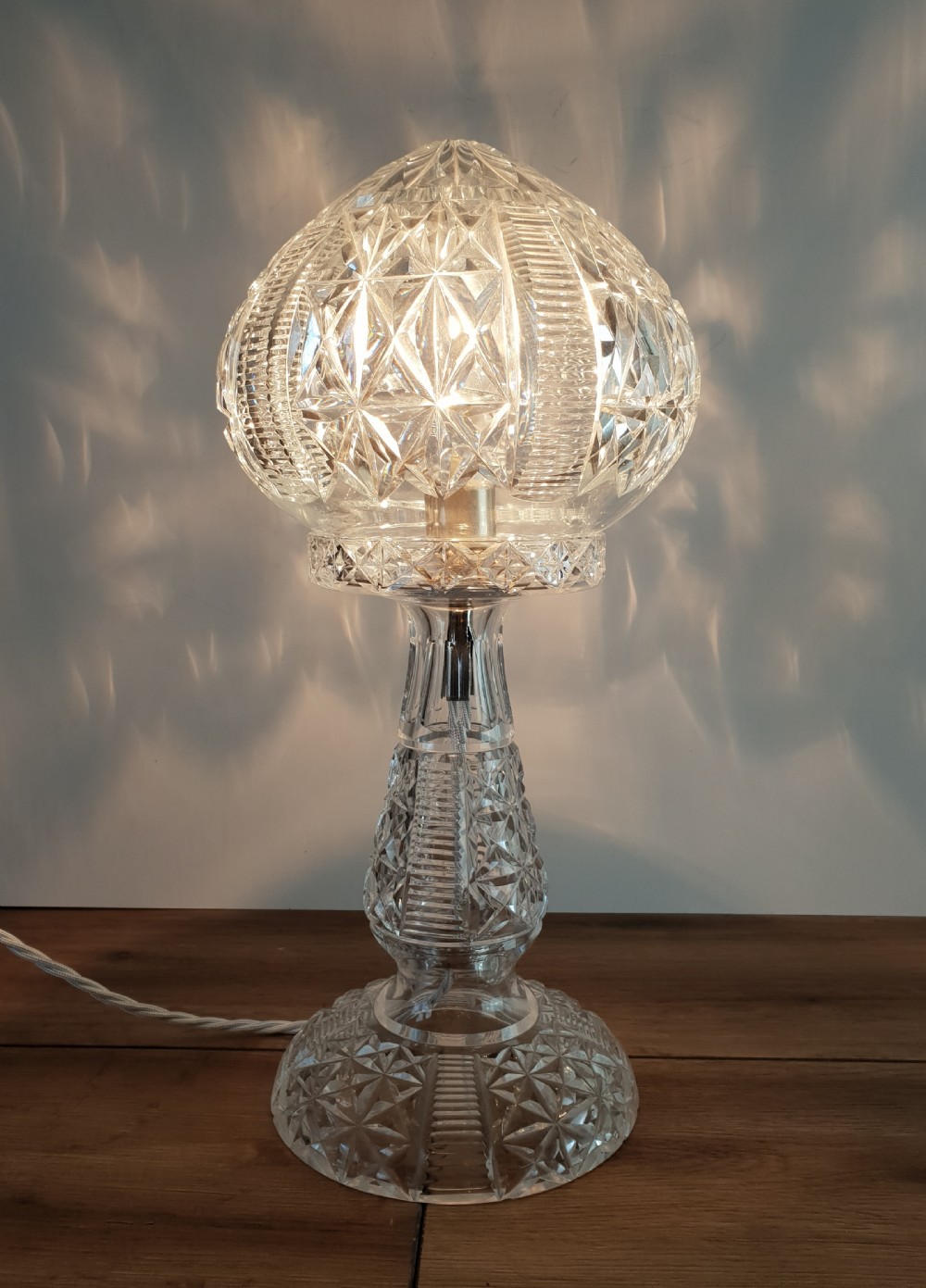 Crystal Mushroom Table Lamp, Rewired and PAT tested 
