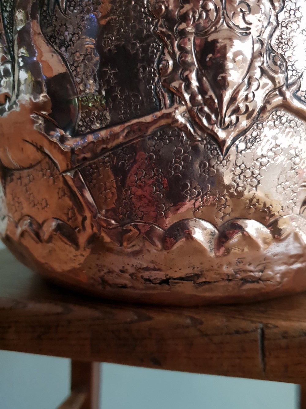 c1850 French Copper Embossed Planter View VI