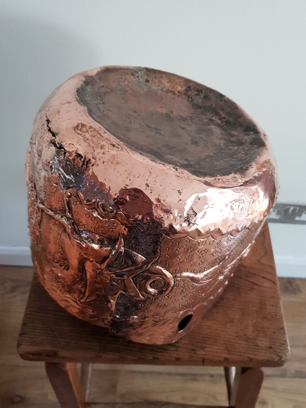 c1850 French Copper Embossed Planter View IX