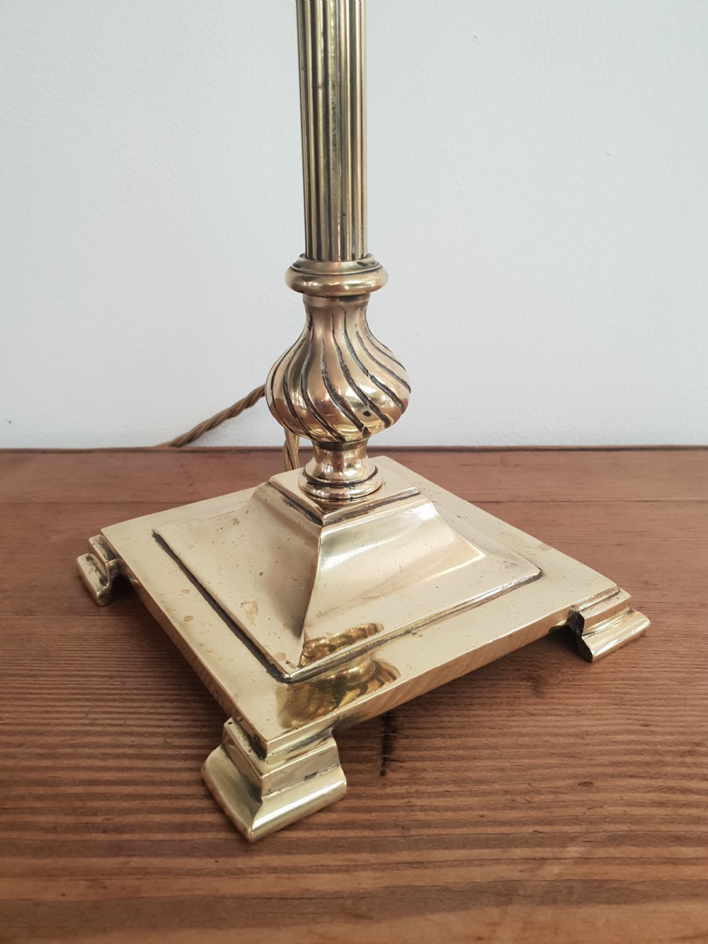 Edwardian Quality Brass Table Lamp Base, Rewired and PAT tested  View V