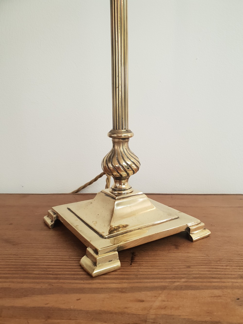 Edwardian Quality Brass Table Lamp Base, Rewired and PAT tested  View VII