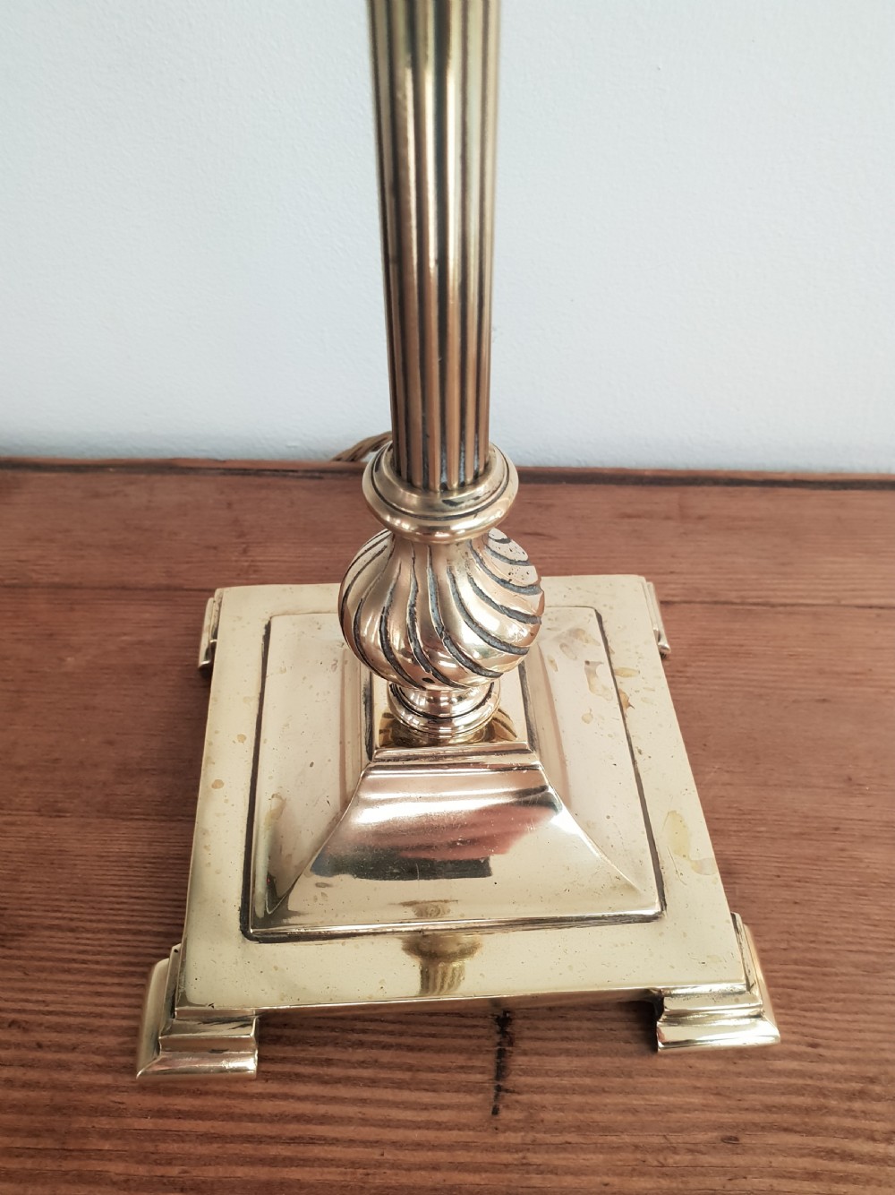 Edwardian Quality Brass Table Lamp Base, Rewired and PAT tested  View IX