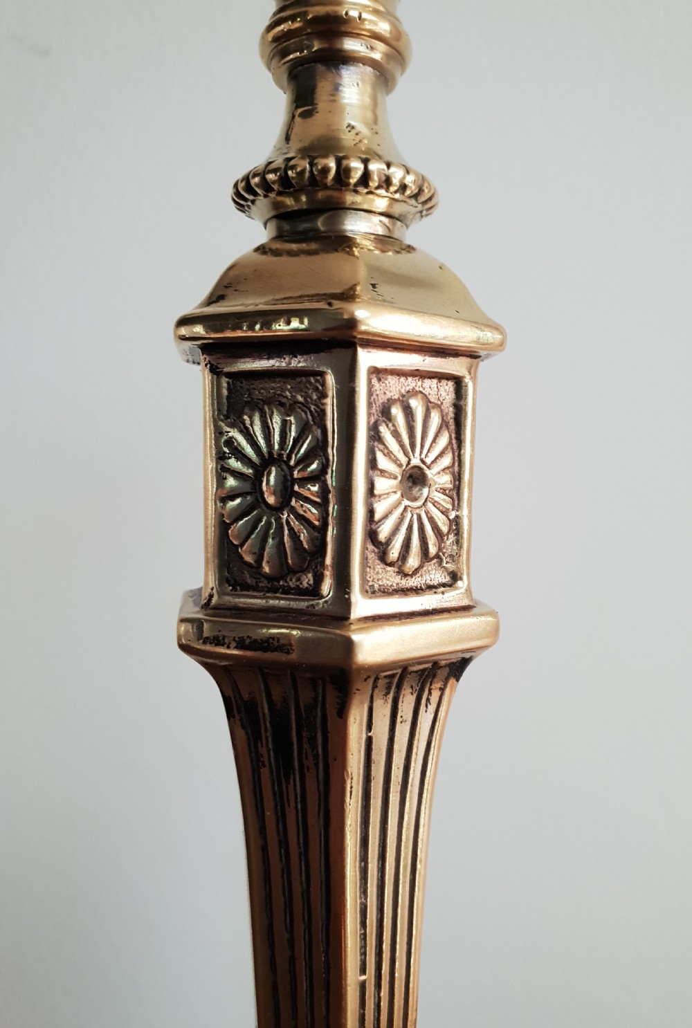 Decorated Brass Column Table Lamp, Rewired and PAT tested  View V