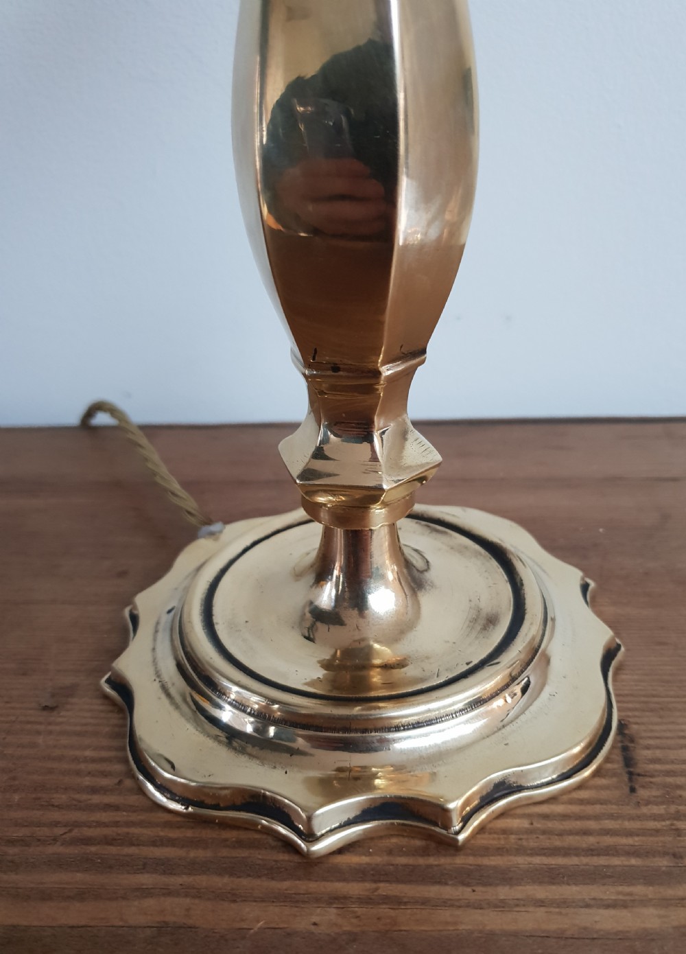 French Cast Brass Table Lamp Base, Rewired and PAT tested  View IV