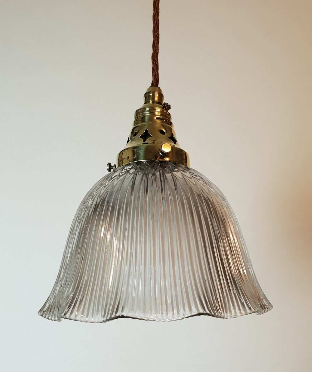 No 4 of 4, Holophane Pendant Ceiling Lights, Rewired 