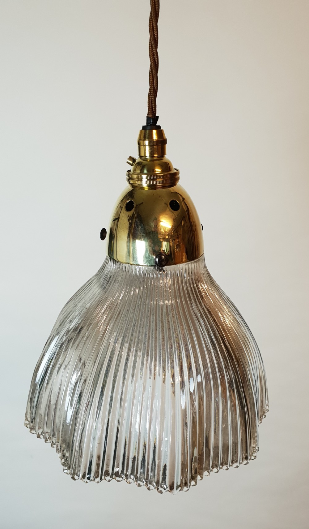 Single Holophane Pendant Ceiling Light, Rewired 