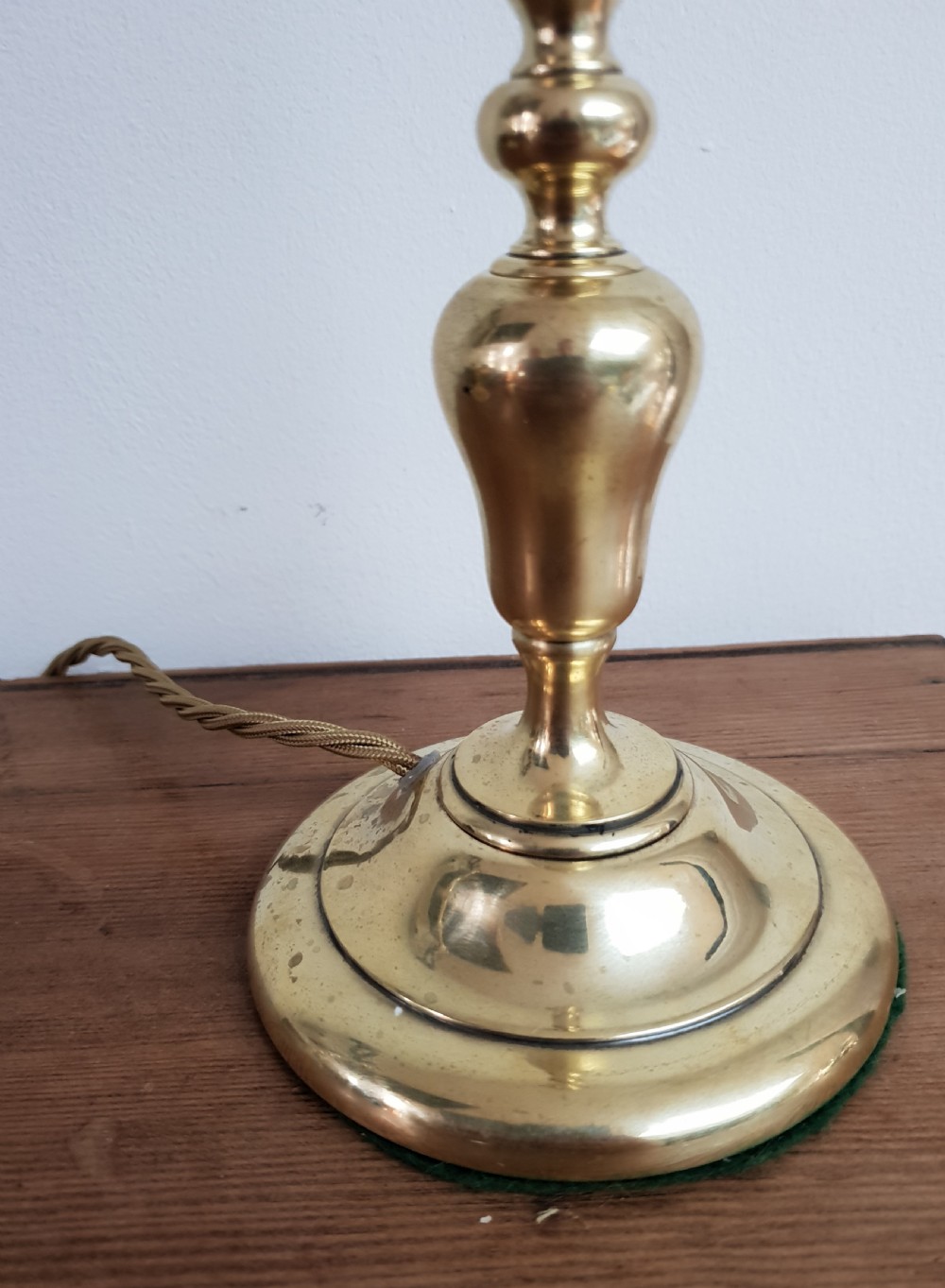 Pair of 1920's Slender Brass Table Lamp Bases, Rewired and PAT tested  View VIII