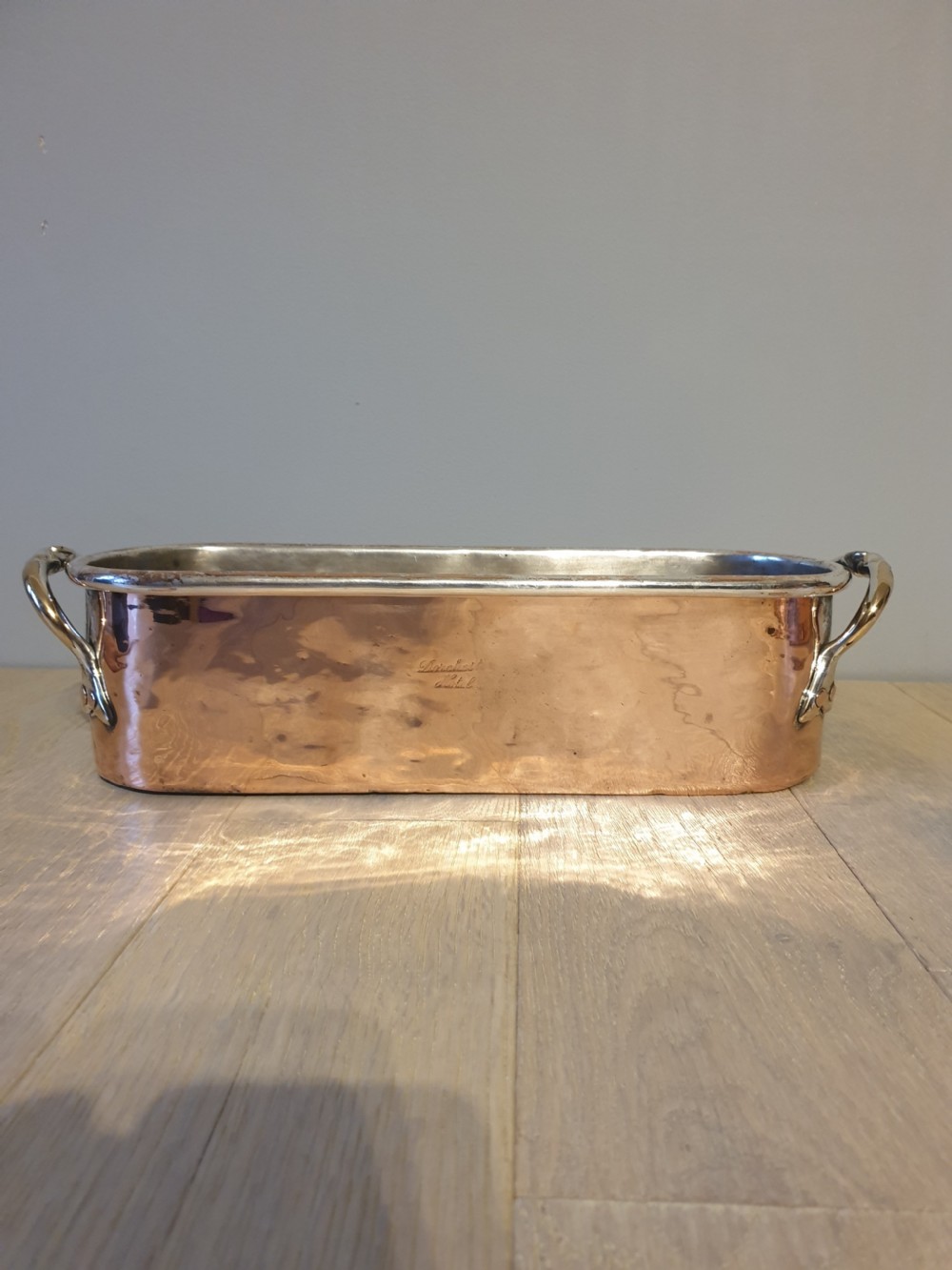 Copper and Silver Plate Fish Kettle from Dorchester Hotel Circa 1920 one of a pair View VI