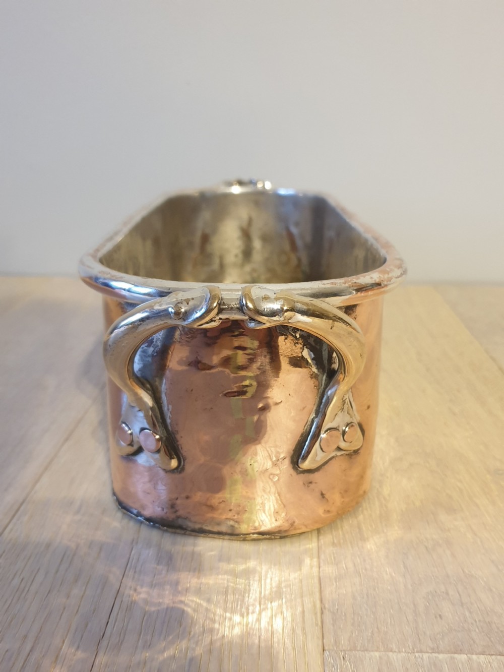 Copper and Silver Plate Fish Kettle from Dorchester Hotel Circa 1920 one of a pair View VIII