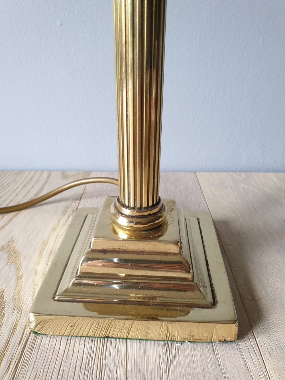 c1910 Corinthian Column Brass Table Lamp, Rewired and PAT tested  View II