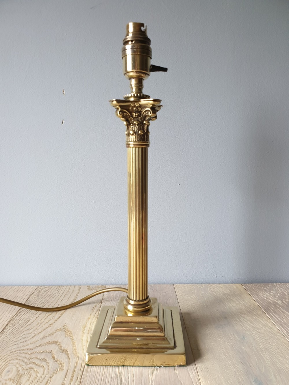 c1910 Corinthian Column Brass Table Lamp, Rewired and PAT tested  View III