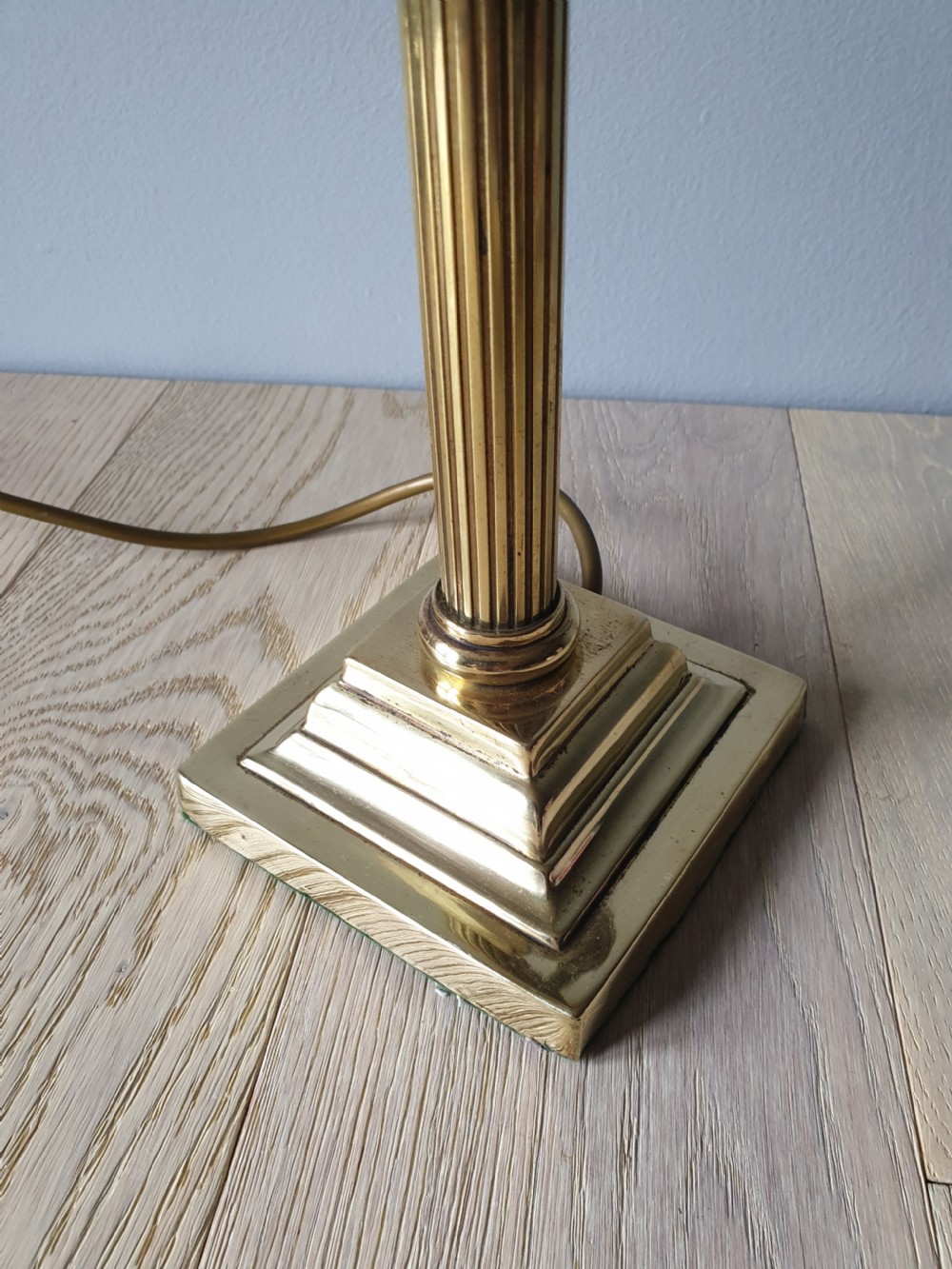 c1910 Corinthian Column Brass Table Lamp, Rewired and PAT tested  View IV