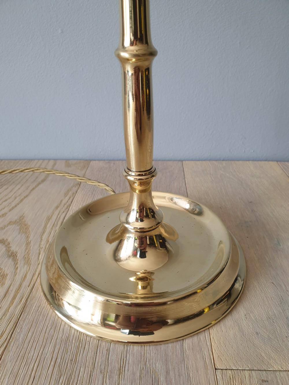 Tall Brass Table Lamp, Rewired and PAT tested  View IV
