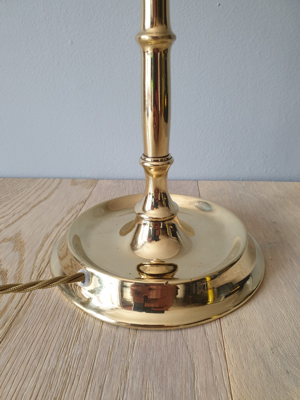 Tall Brass Table Lamp, Rewired and PAT tested  View V