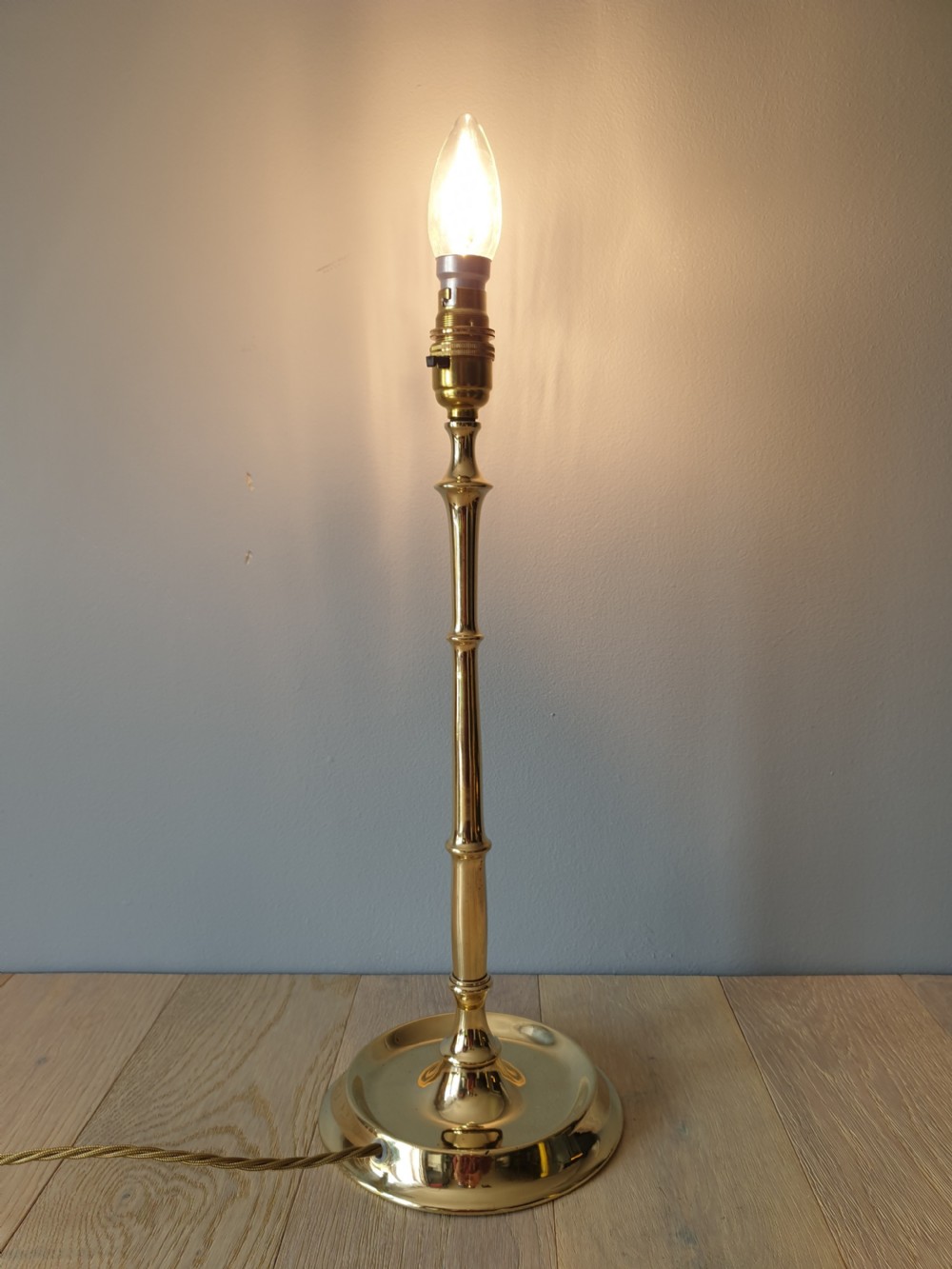 Tall Brass Table Lamp, Rewired and PAT tested  View VI