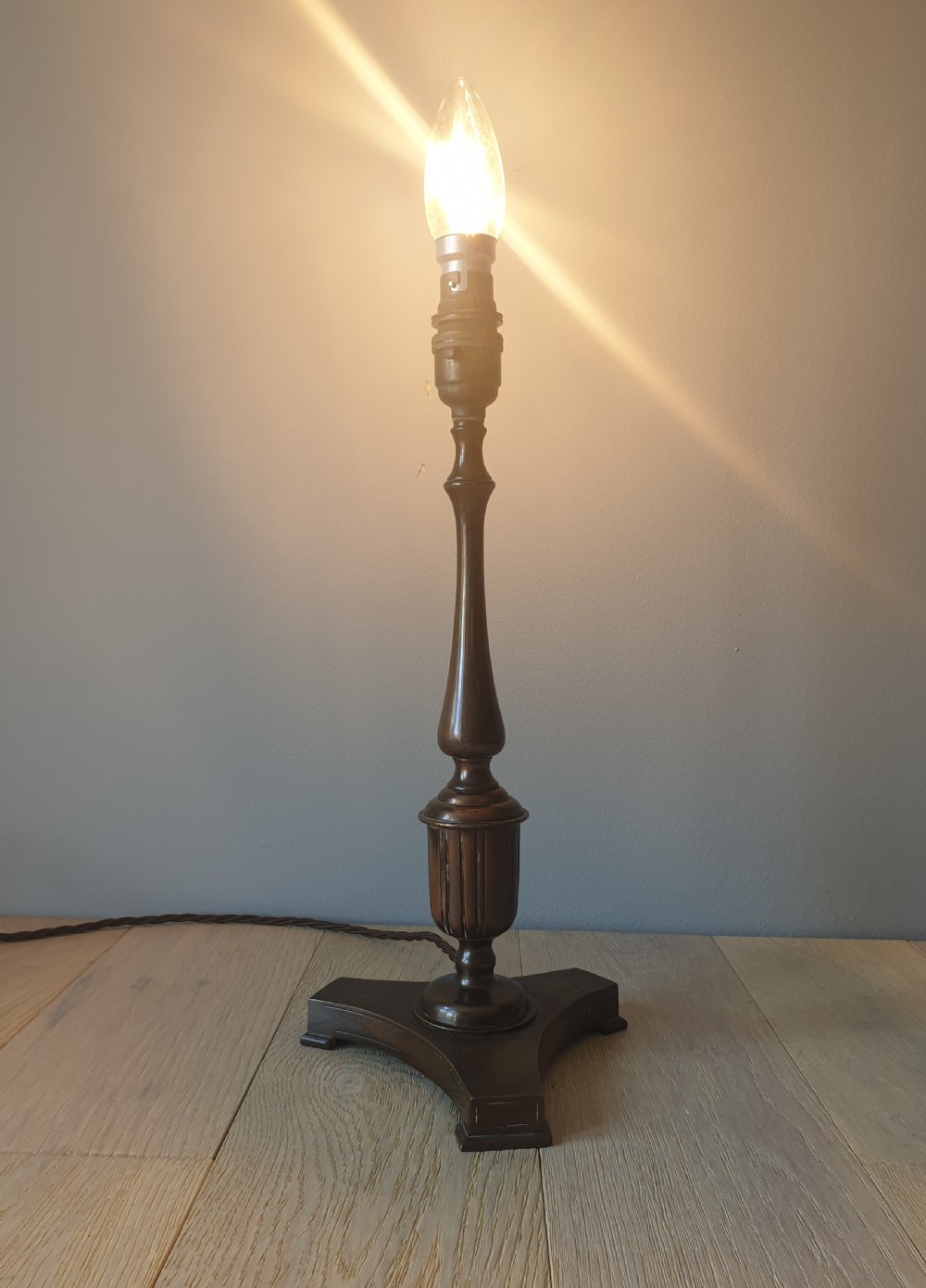 Faraday & Sons Bronzed Brass Table Lamp, Rewired and PAT tested  View III