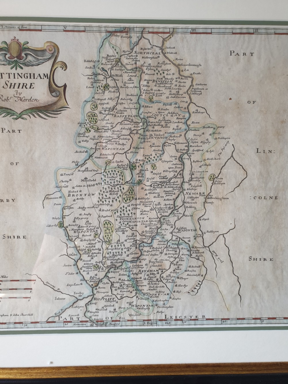 Map of Nottinghamshire by Robert Morden, c1695 View III