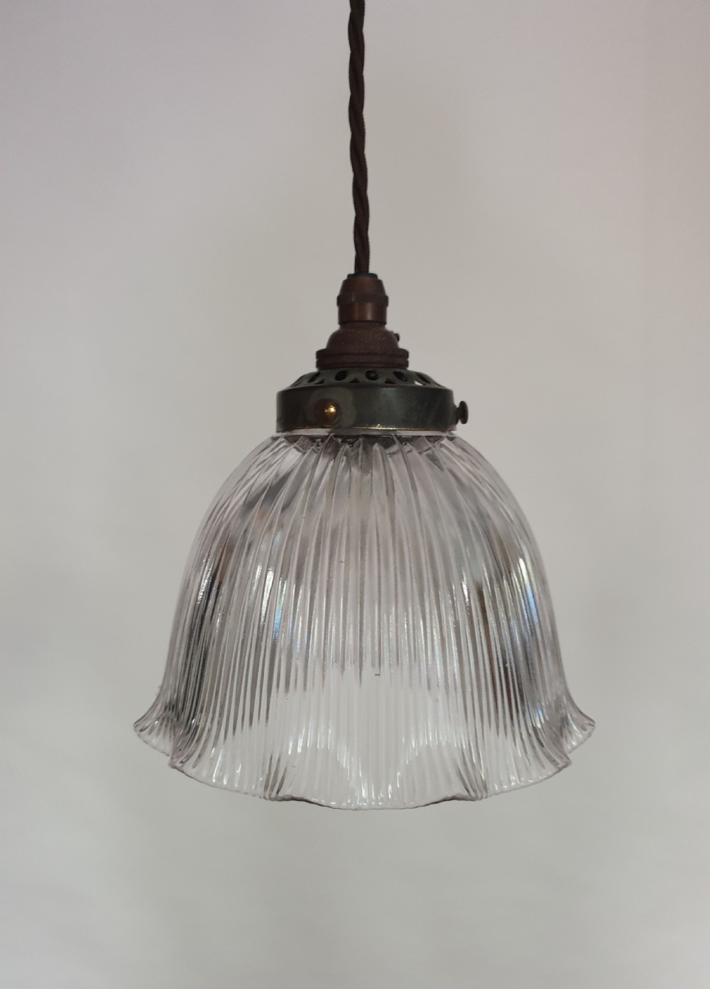 Single Holophane Ceiling Pendant Light, Original Gallery and Shade, Rewired  View VIII