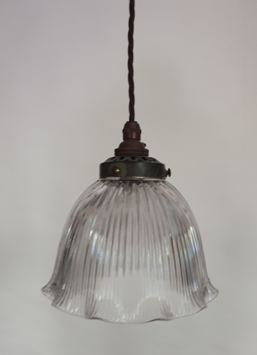 Single Holophane Ceiling Pendant Light, Original Gallery and Shade, Rewired  View IX