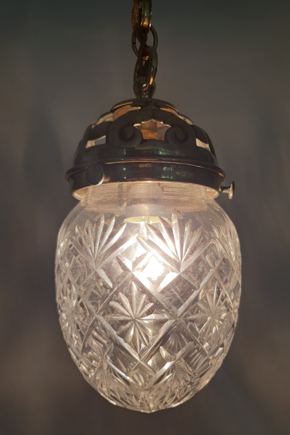 Edwardian Cut Crystal Ceiling Light, Reg Mark Gallery, Rewired  View II