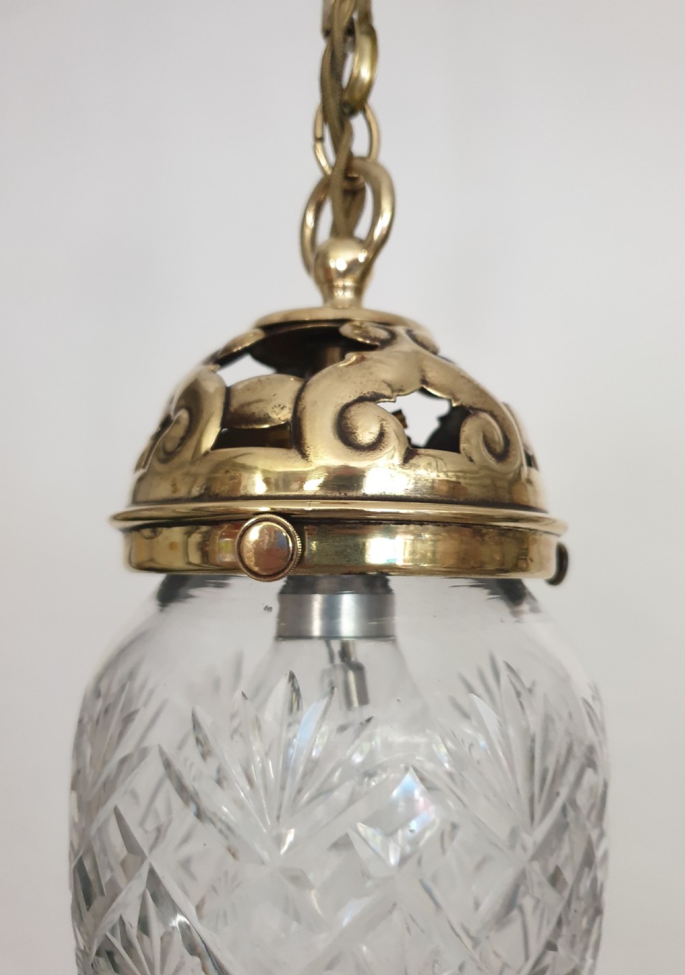 Edwardian Cut Crystal Ceiling Light, Reg Mark Gallery, Rewired  View III