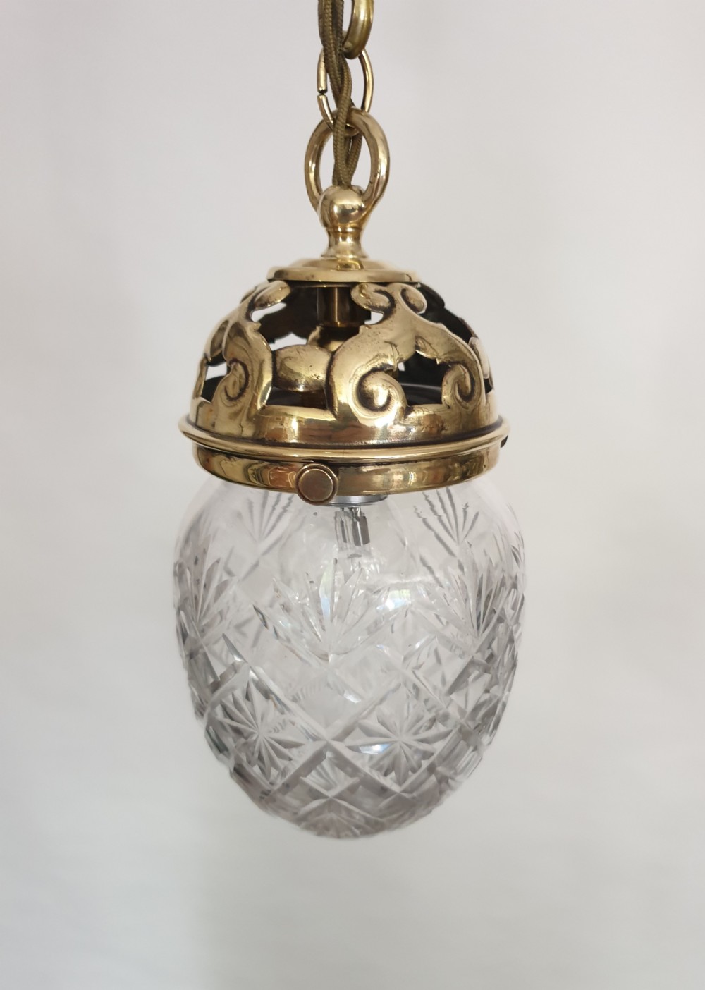 Edwardian Cut Crystal Ceiling Light, Reg Mark Gallery, Rewired  View IV