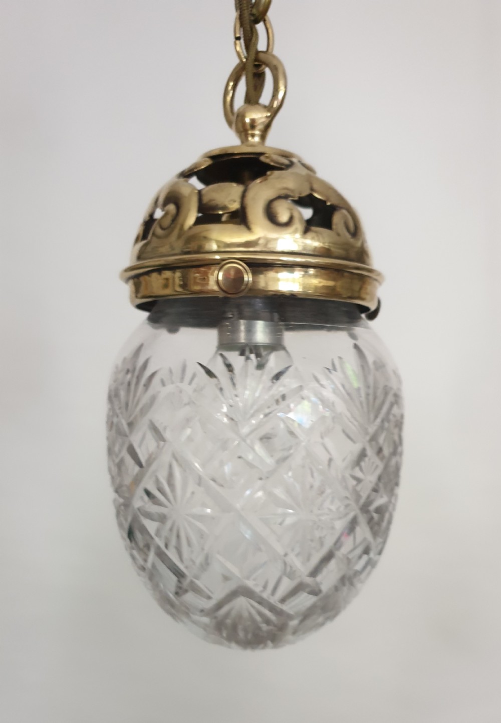 Edwardian Cut Crystal Ceiling Light, Reg Mark Gallery, Rewired  View VI