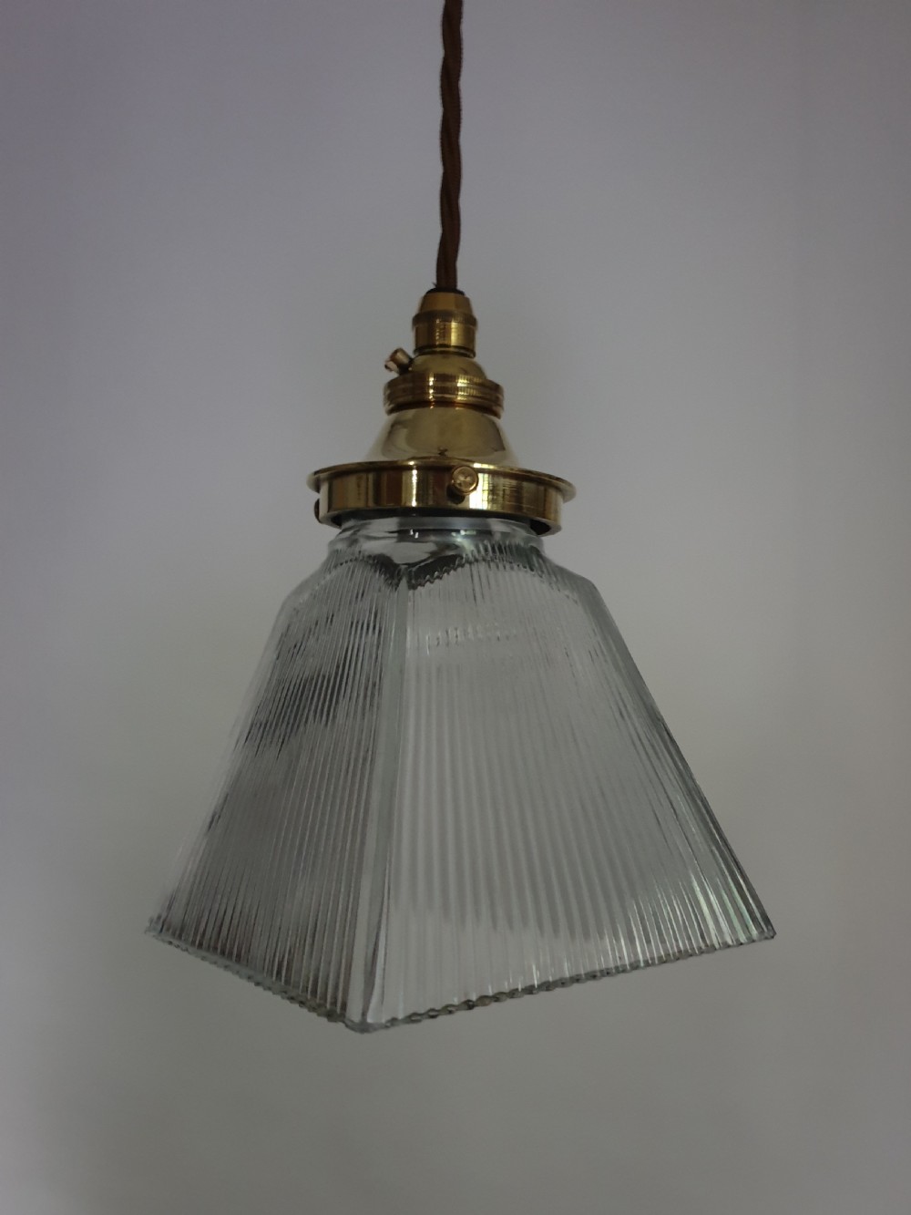 1920's Square Glass Ceiling Pendant Lights, Rewired 