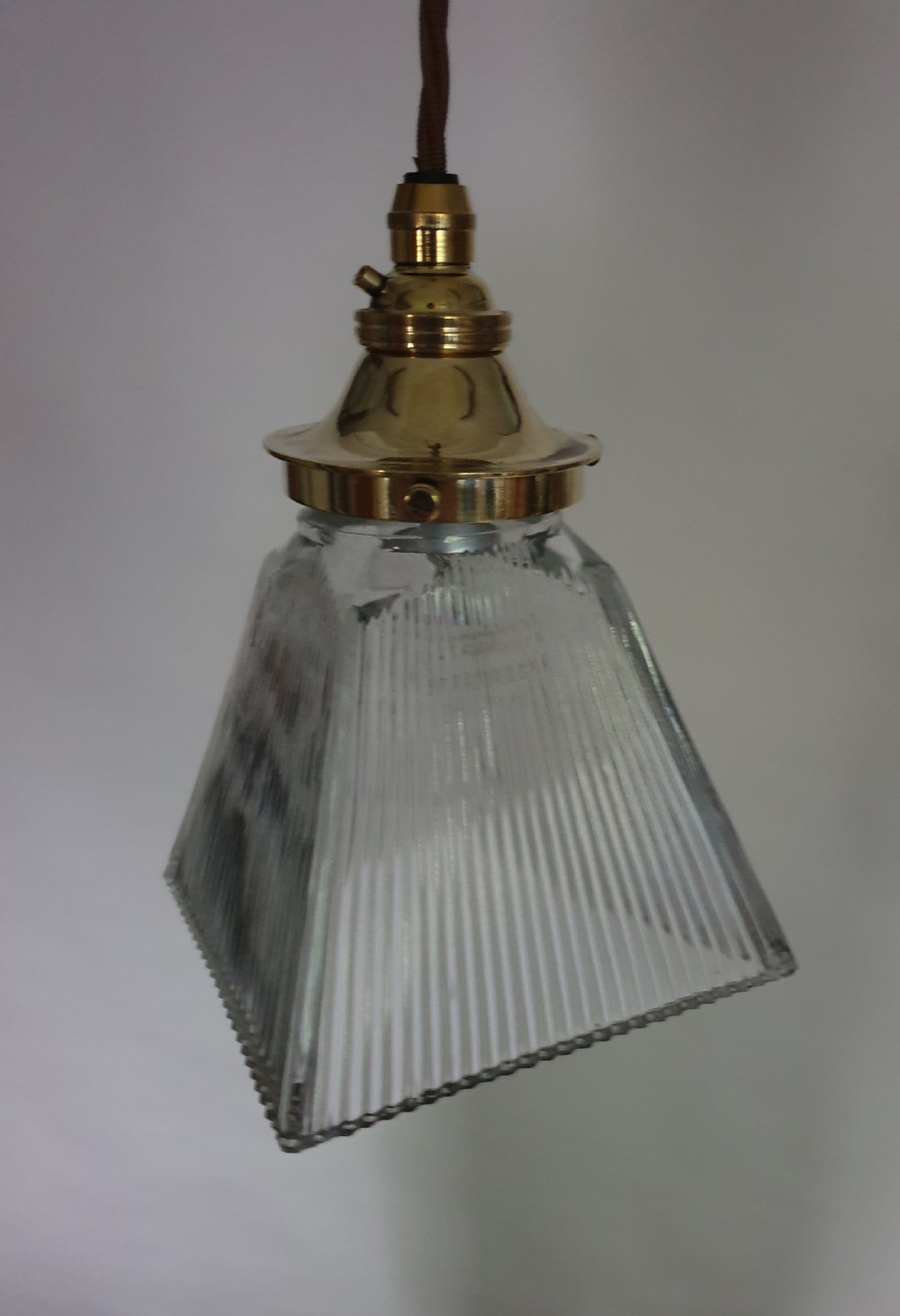 1920's Square Glass Ceiling Pendant Lights, Rewired  View X