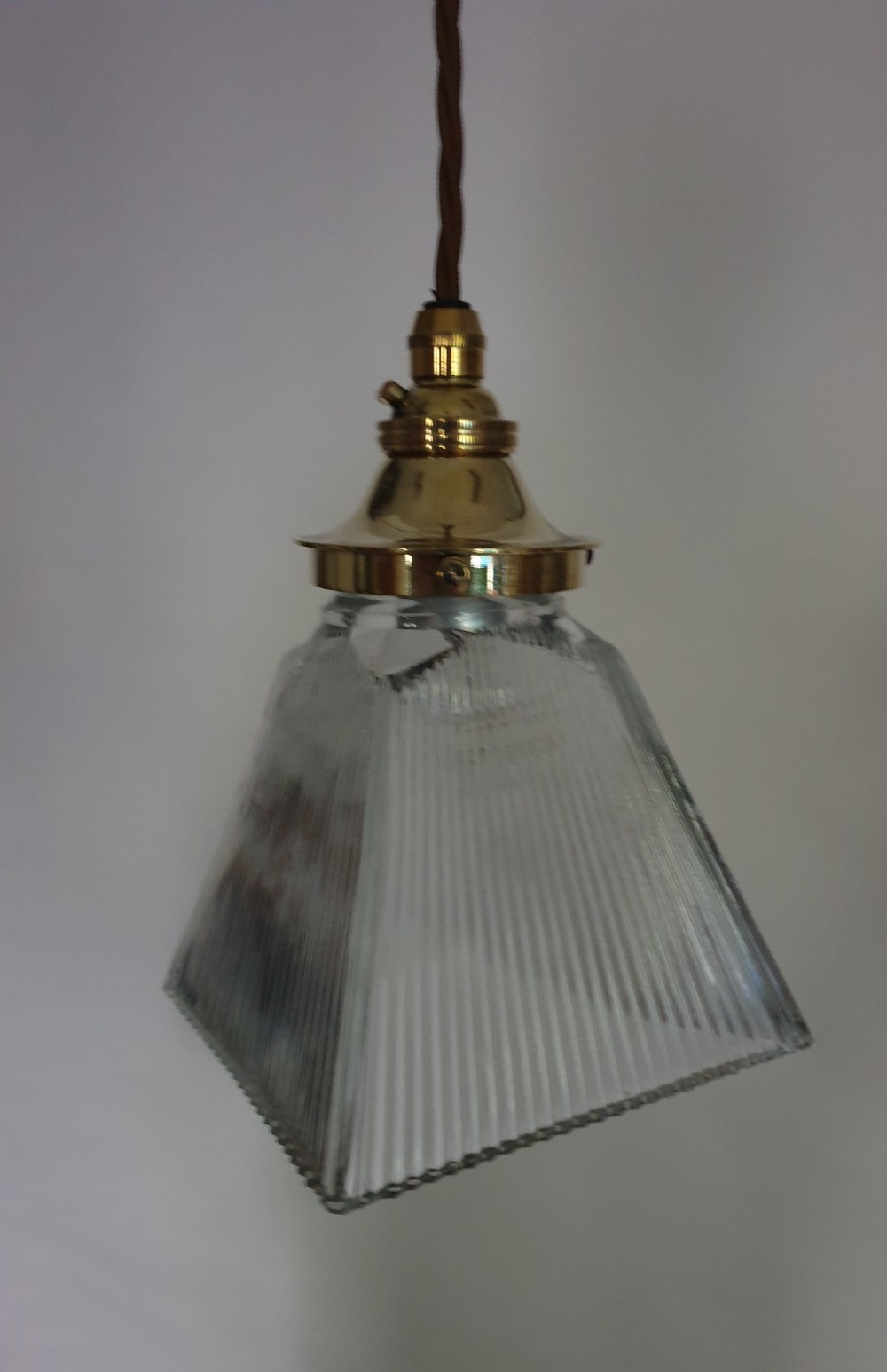 1920's Square Glass Ceiling Pendant Lights, Rewired  View XI
