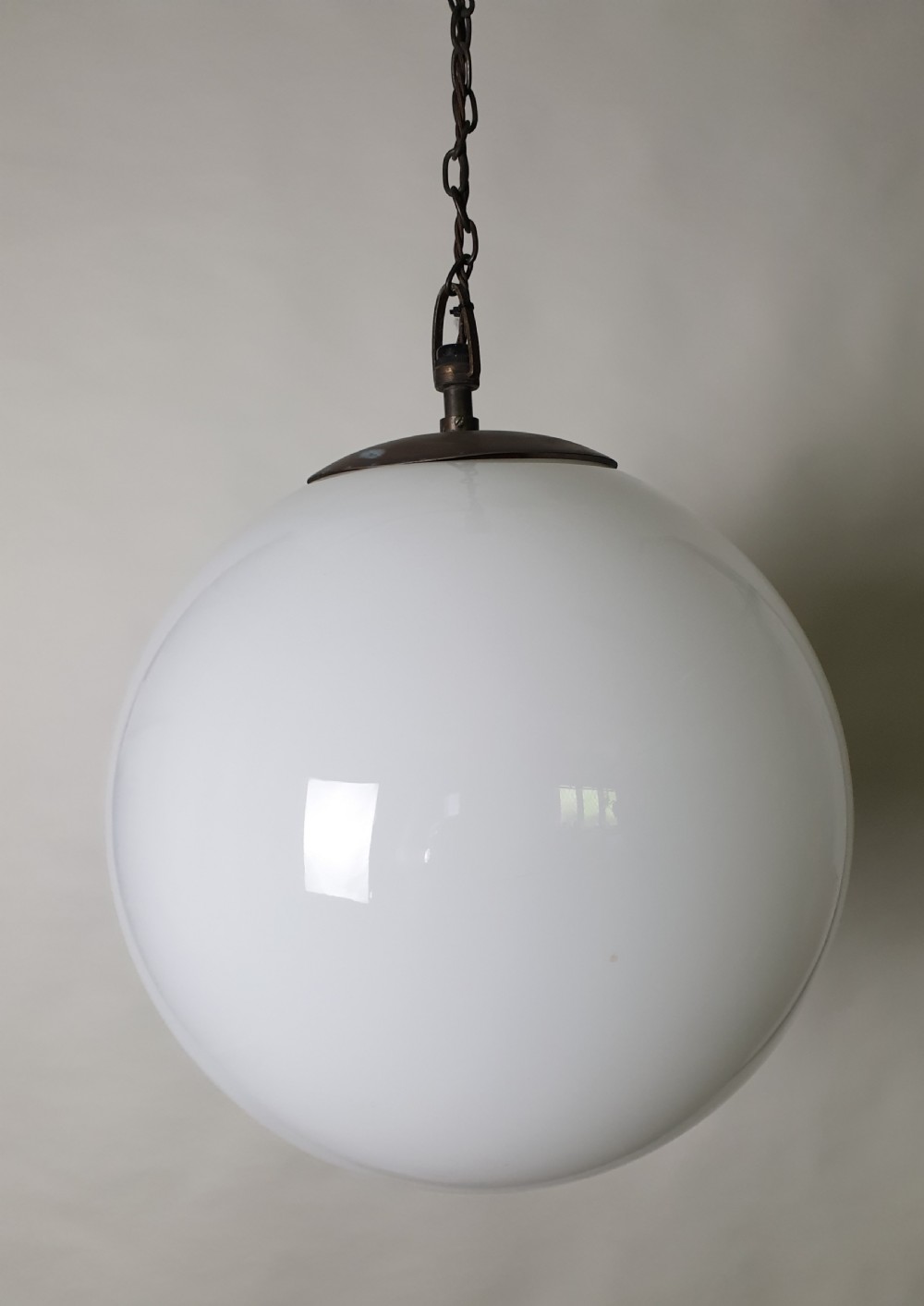 Large 1930s Globe White Ceiling Light, Rewired  View V
